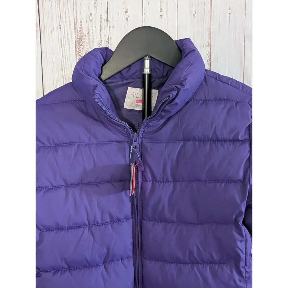 The Children's Place Jacket Girls XL Purple Full Zip Quilted Shell: NWT Collared